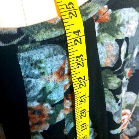 Bobeau Womens Large Black Multicolor Floral Knit Tie Knit Back w/ Sheer Sweater - Picture 14 of 15